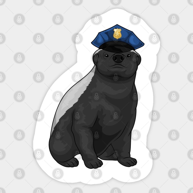 Honey badger Cop Police hat Police Sticker by Markus Schnabel